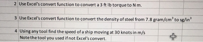  2 Use Excel's convert function to convert a 3 ft lb