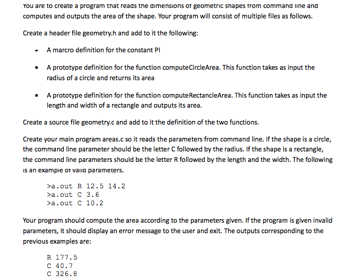 c programming, mutiple files You are to create a program that reads