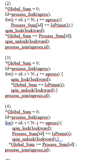 and N: Assume Global Sum is a shared variable; Assume that loskward