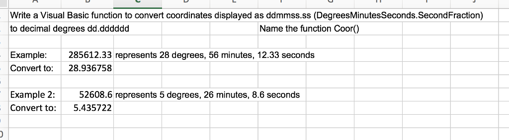  Write a Visual Basic function to convert coordinates displayed as ddmmss.ss