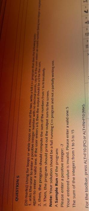  QUESTIONS [20 marks] Using for loops or while loops or a