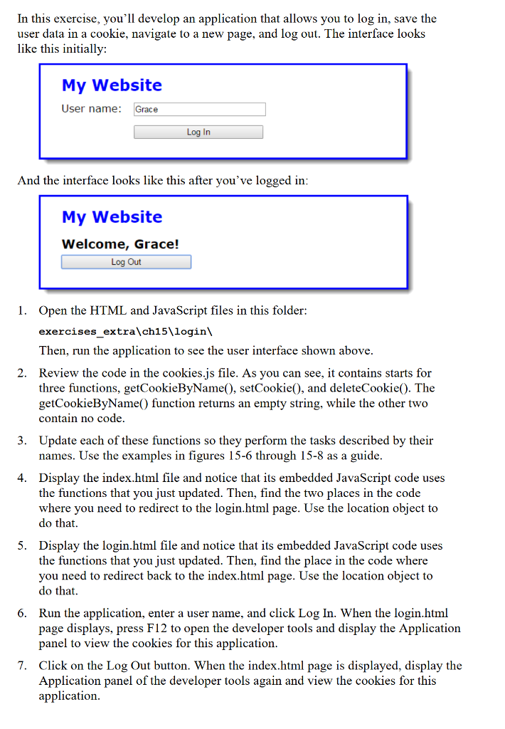  index.html: My Website "use strict"; $(document).ready(function(){ var user = getCookieByName( "user"