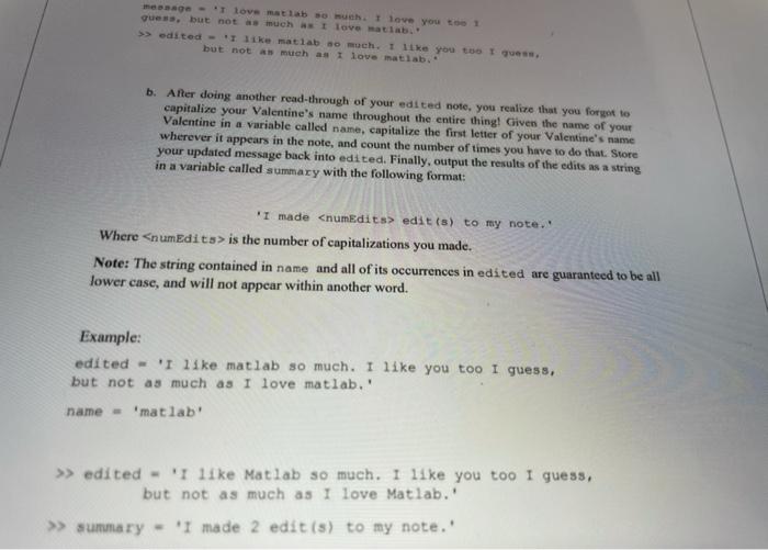 functions. (20 pts) a. You are writing a special note to your