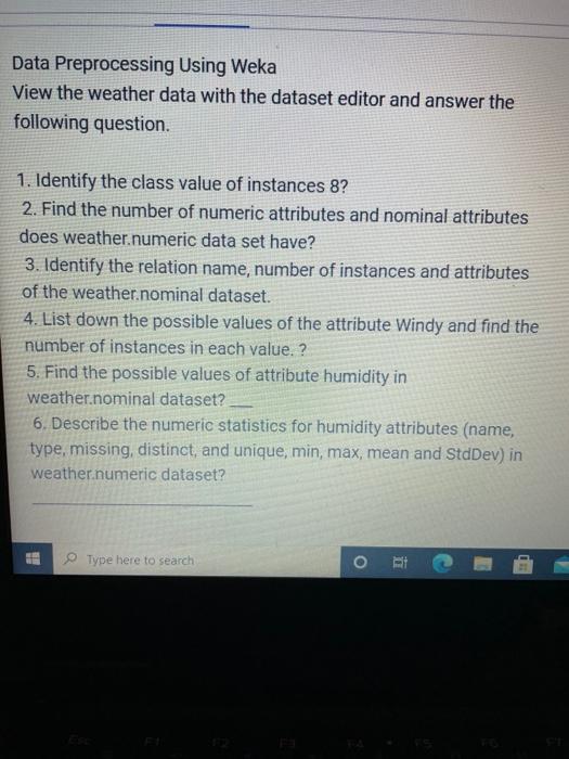  this subject is data mining and warehousing Data Preprocessing Using Weka