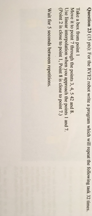 I need visual basic code For the RVE2 robot write a program