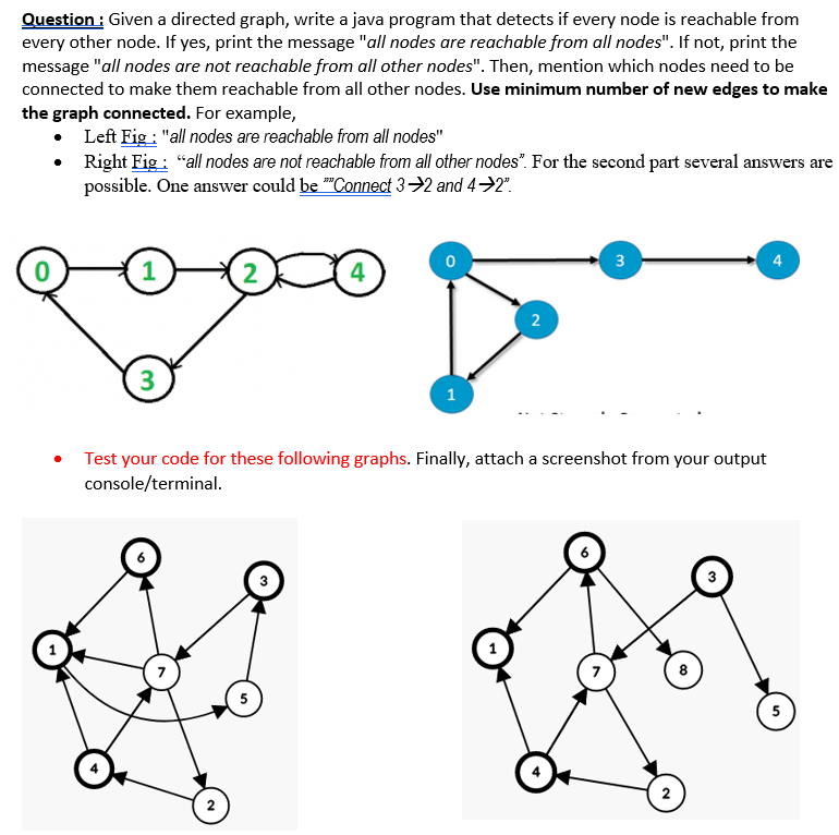  Question: Given a directed graph, write a java program that detects