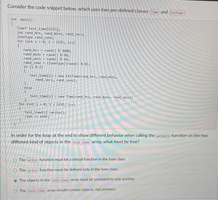 public: virtual void display() const; virtual void display(ostrean\& out) const; class Choicequestion
