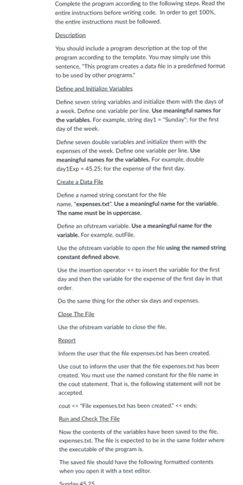  Complete the program according to the following steps. Read the entire