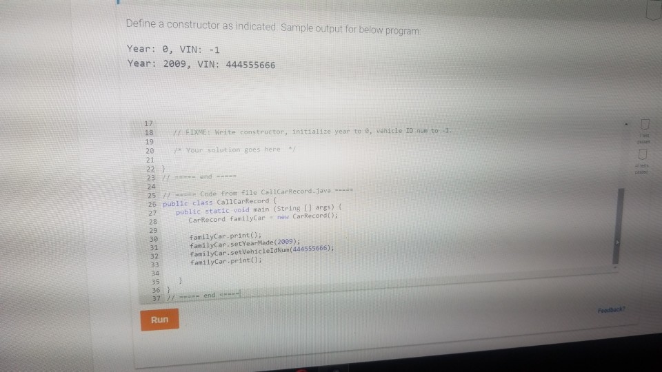 2009, VIN: 444555666 1/ //.---_ code from file CarRecord. java ",--. 2
