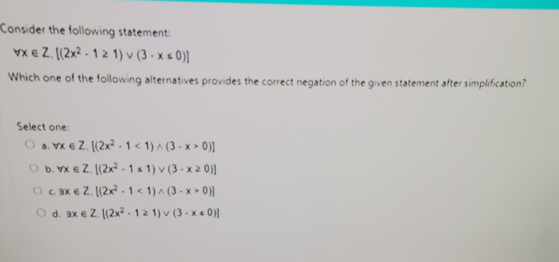  Consider the following statement: [)(1)(0 