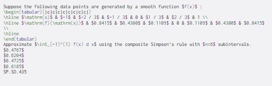 Suppose the following data points are generated by a smooth function