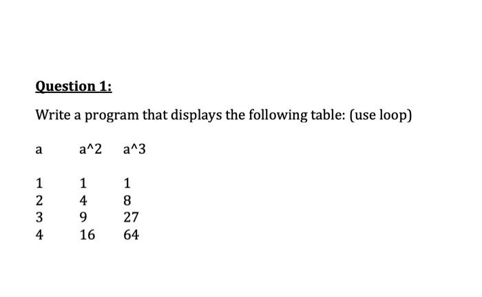 java by netbeans Question 1: Write a program that displays the following