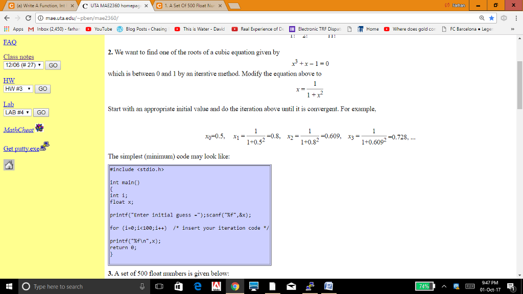 need help with 2 e (a) Write A Function, Int y C