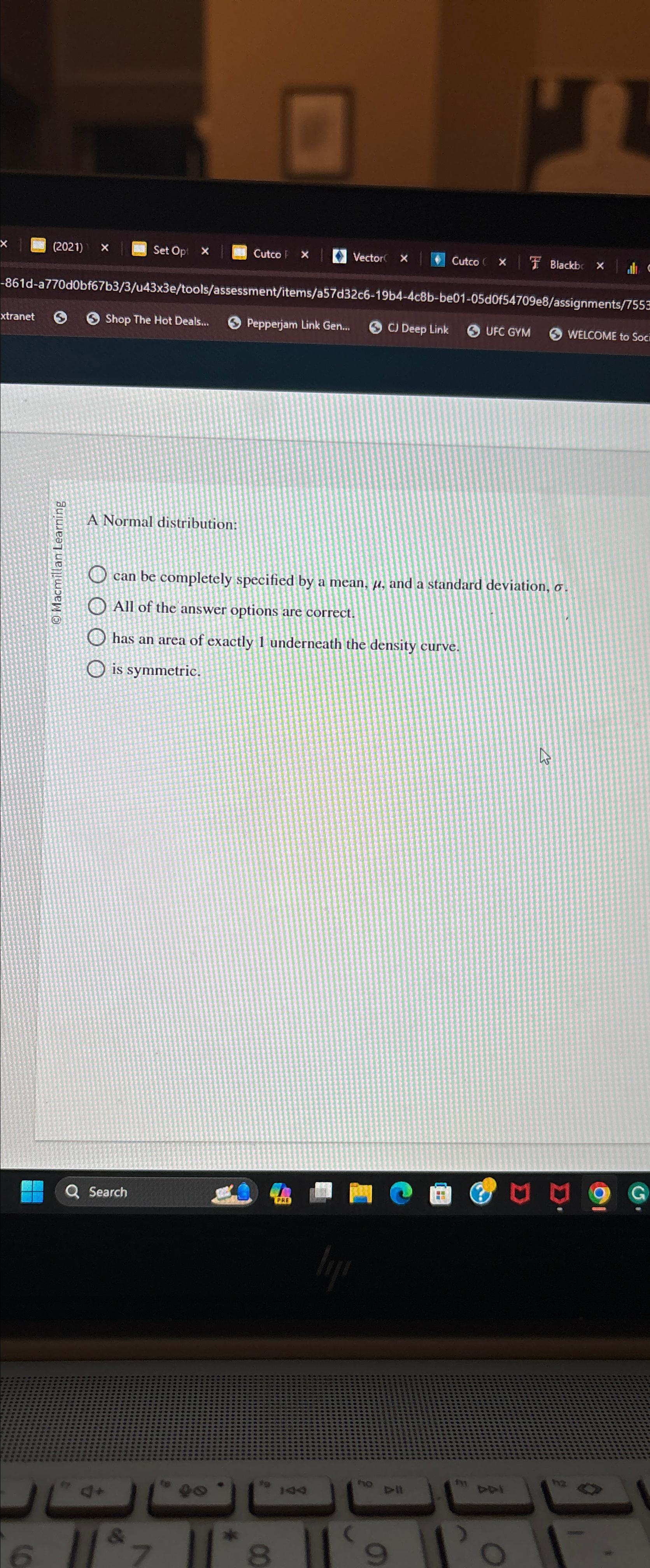 (\\\\infty )/((0)/(c)) A Normal distribution:\ can be completely specified by a