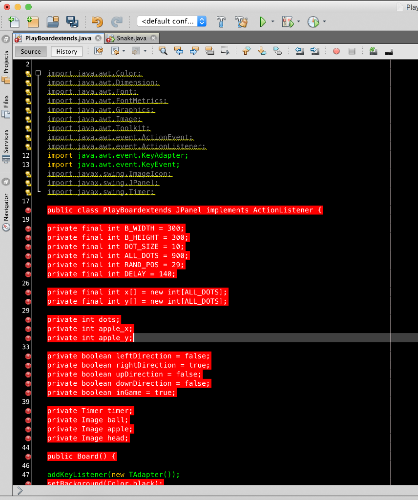 java code Write a classic game Snake on Java . Using Stack