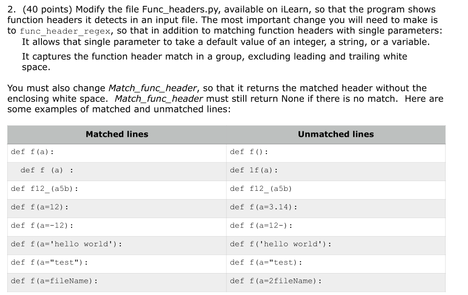  Func_headers.py import re # '$' isn't allowed in Python variable names