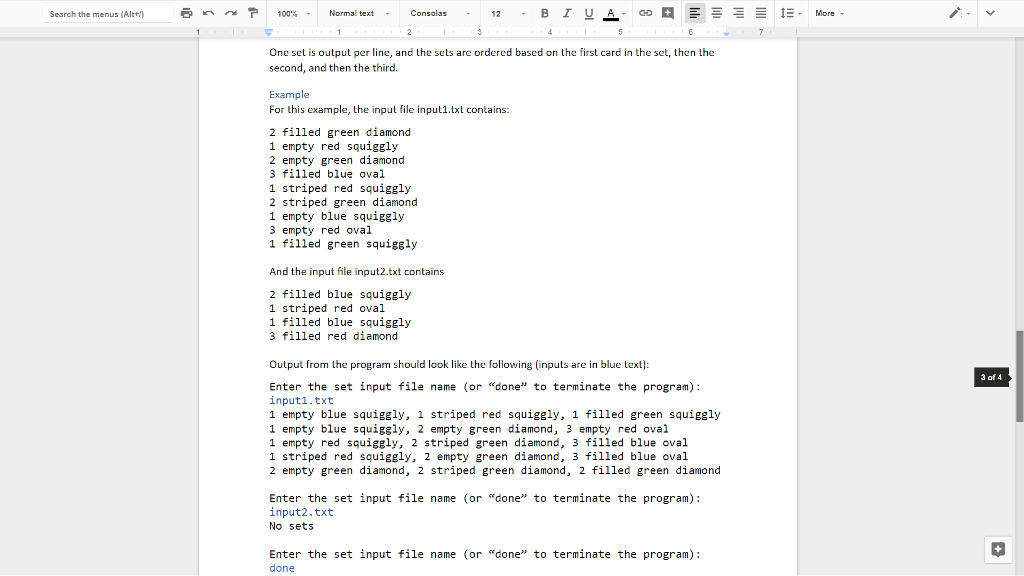 file containing a list of cards from the card game Set .