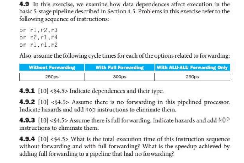 In this exercise, we examine how data dependences affect execution in