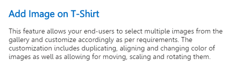 this area, the customer can change the color of the T-Shirt, add