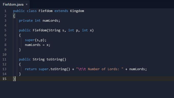 classes and the Main.java. 2. Create the following methods: getName() - returns