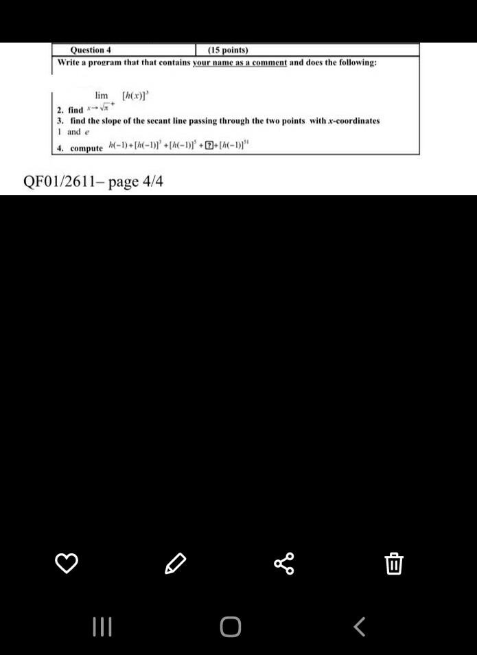  on matlab Question 4 (15 points) Write a program that that