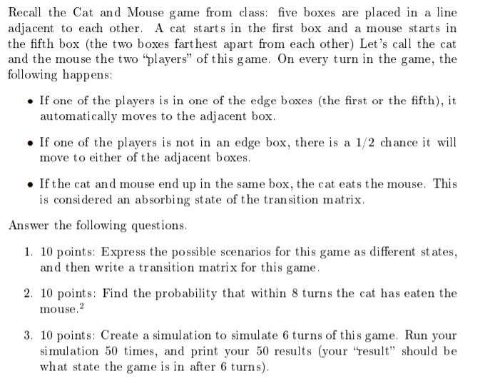 These questions must be solved with R code. I missed this class