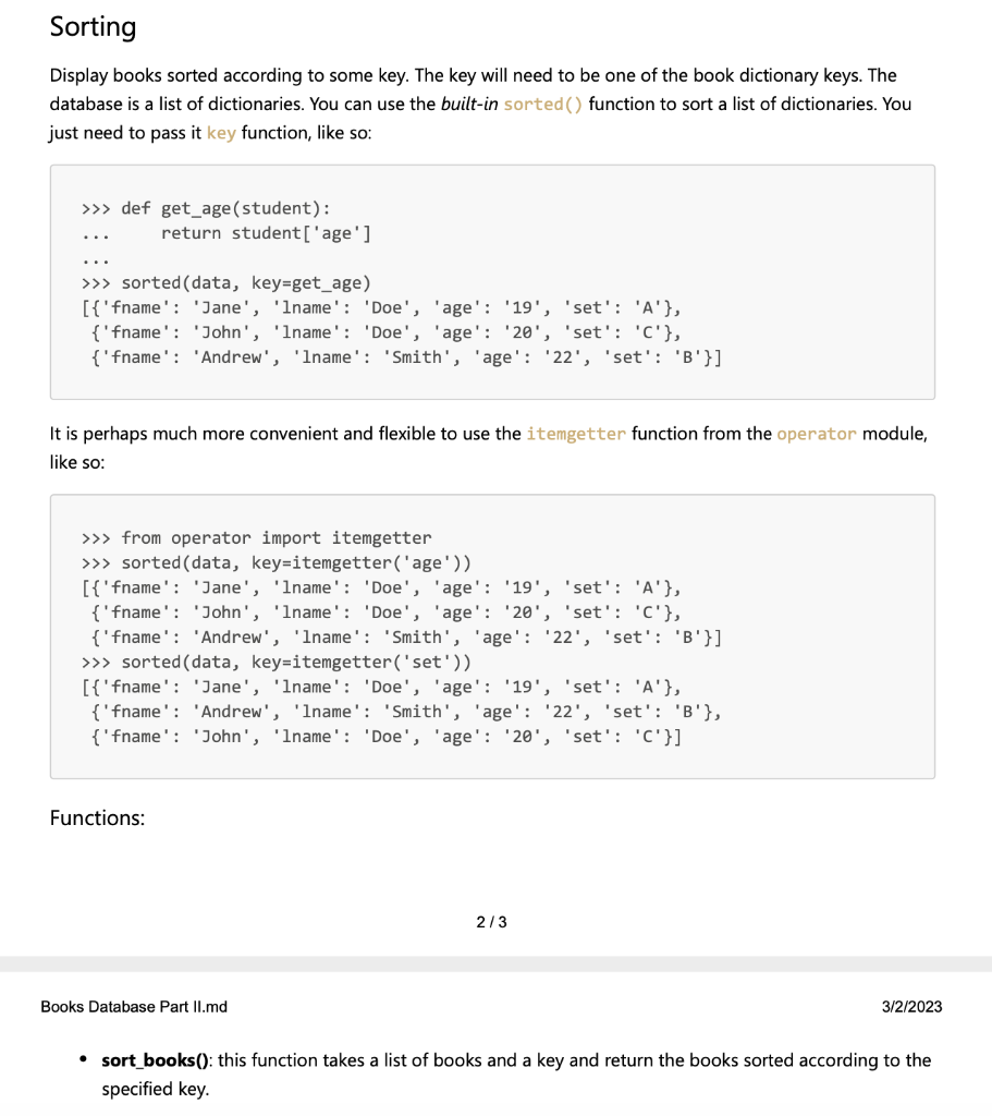 this program have functions that will: Add books Delete books Sort books