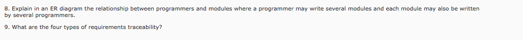  8. Explain in an ER diagram the relationship between programmers and