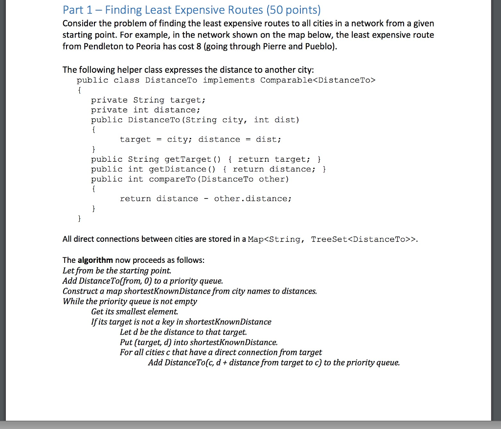 Computer Science Java: Part 1 Finding Least Expensive Routes (50 points) Consider