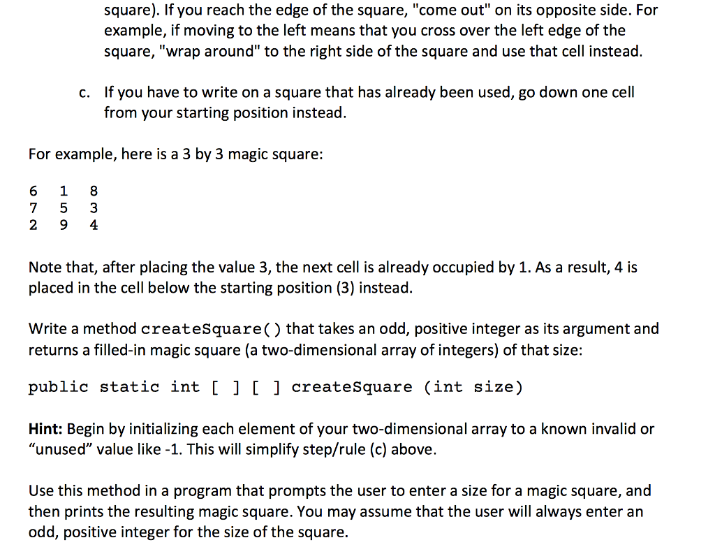 cells where each cell contains one of the first N positive integers.