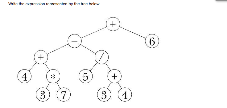 Write the expression represented by the tree below 6 4 3)