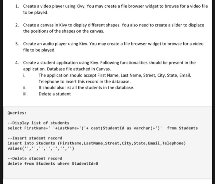  Please help me in python. thank you Create a video player