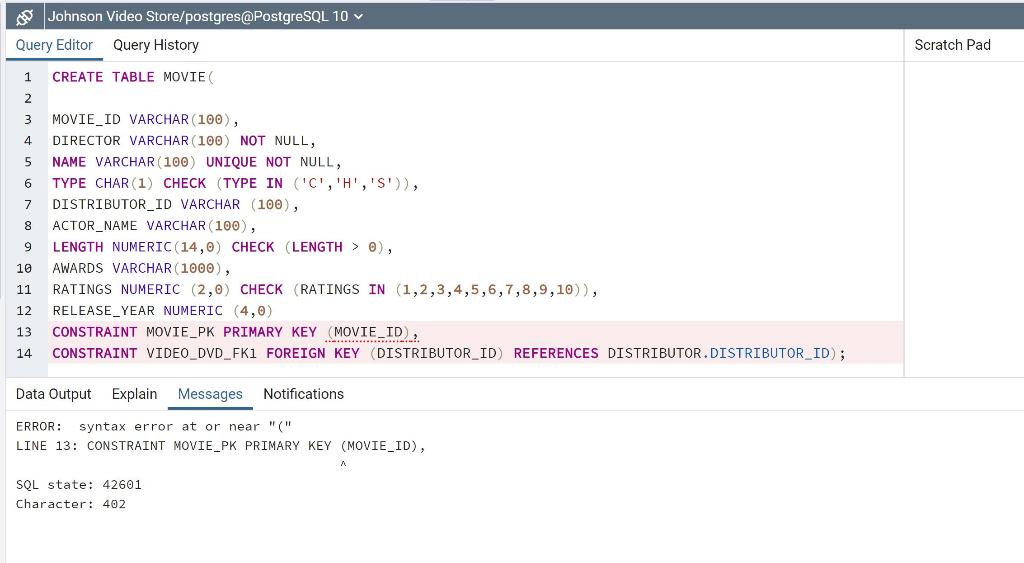 I keep getting an error trying to create a database. Please see