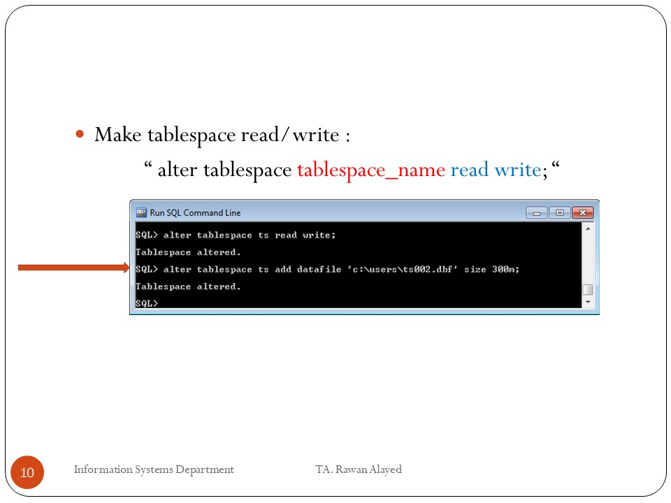 6 rows selected 5 Information Systems Department TA. Rawan Alayed Create New