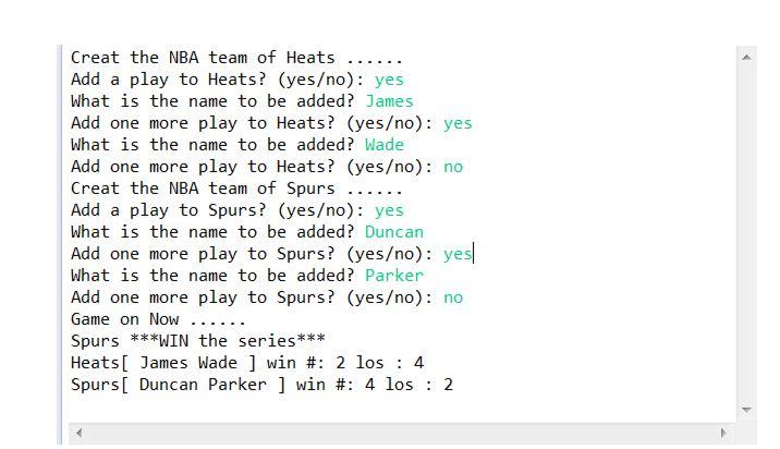 In JAVA Following is a part of the source codes for NBATeam