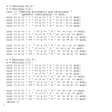 division this expression would produce in a C++ program.) Represent rational numbers