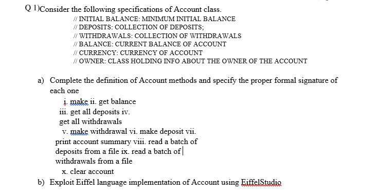 I need solution section b necessary Q 1)Consider the following specifications of