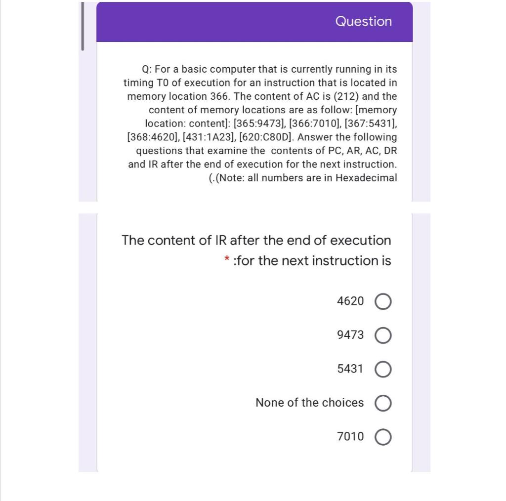  Question Q: For a basic computer that is currently running in
