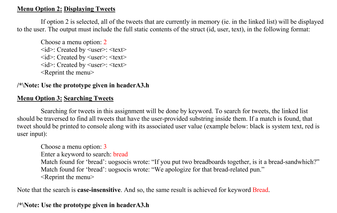 text[141]; // the text of the tweet struct microtweet *next; //dynamic connection