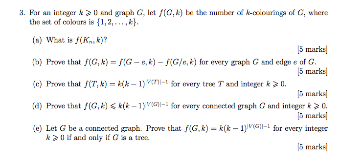  3. For an integer k0 and graph G, let f(G, k)