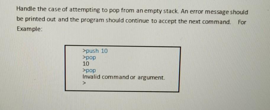 Command Example push 10 push number Meaning Push a number onto the