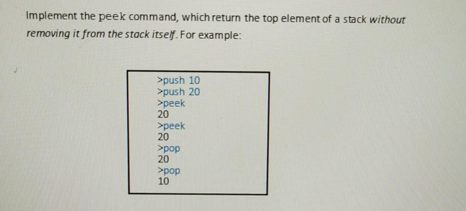 top of the stack pop and display the number on the top