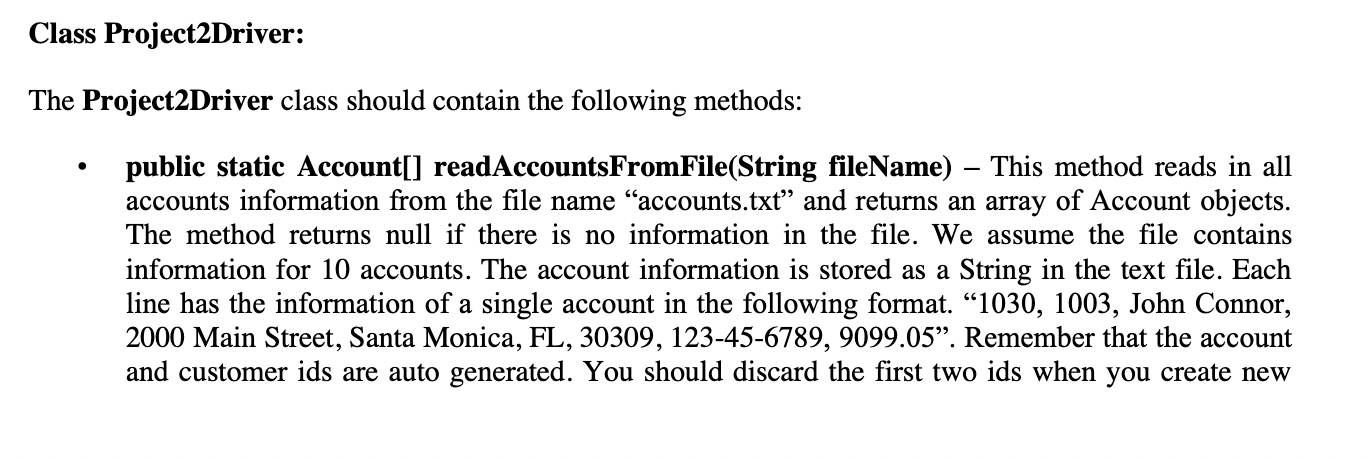 java Each customer is formatted as followed: customer id, account id, name,
