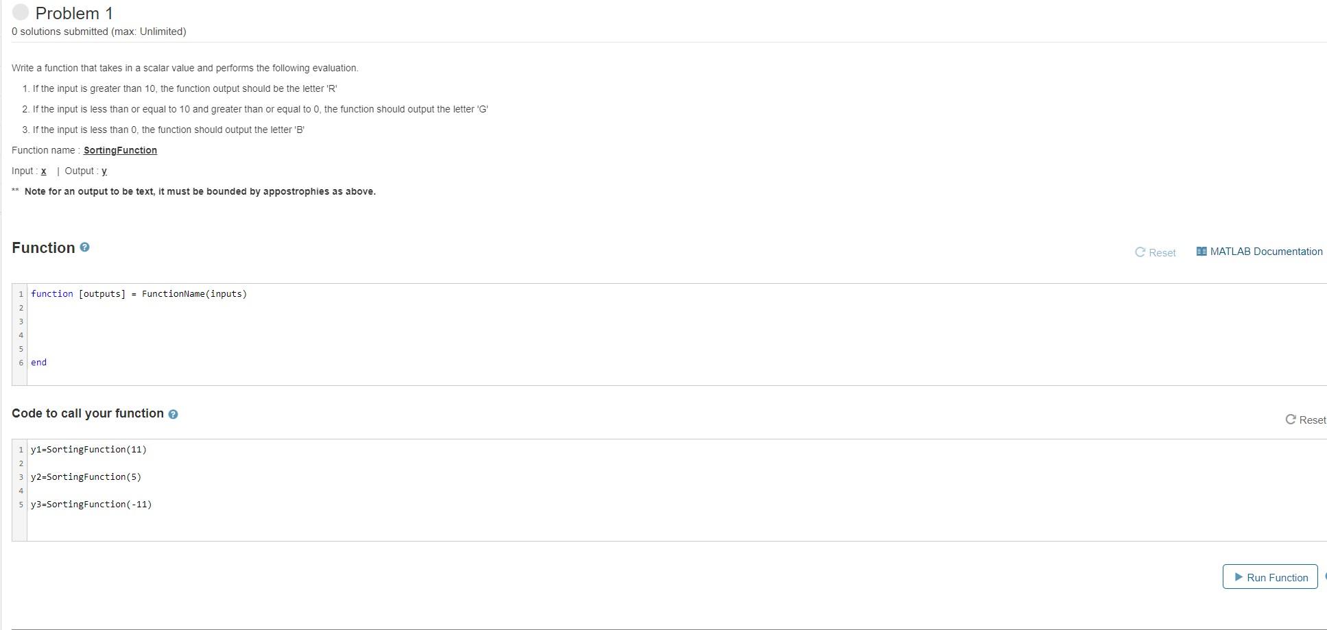 Problem 1 O solutions submitted (max: Unlimited) Write a function that