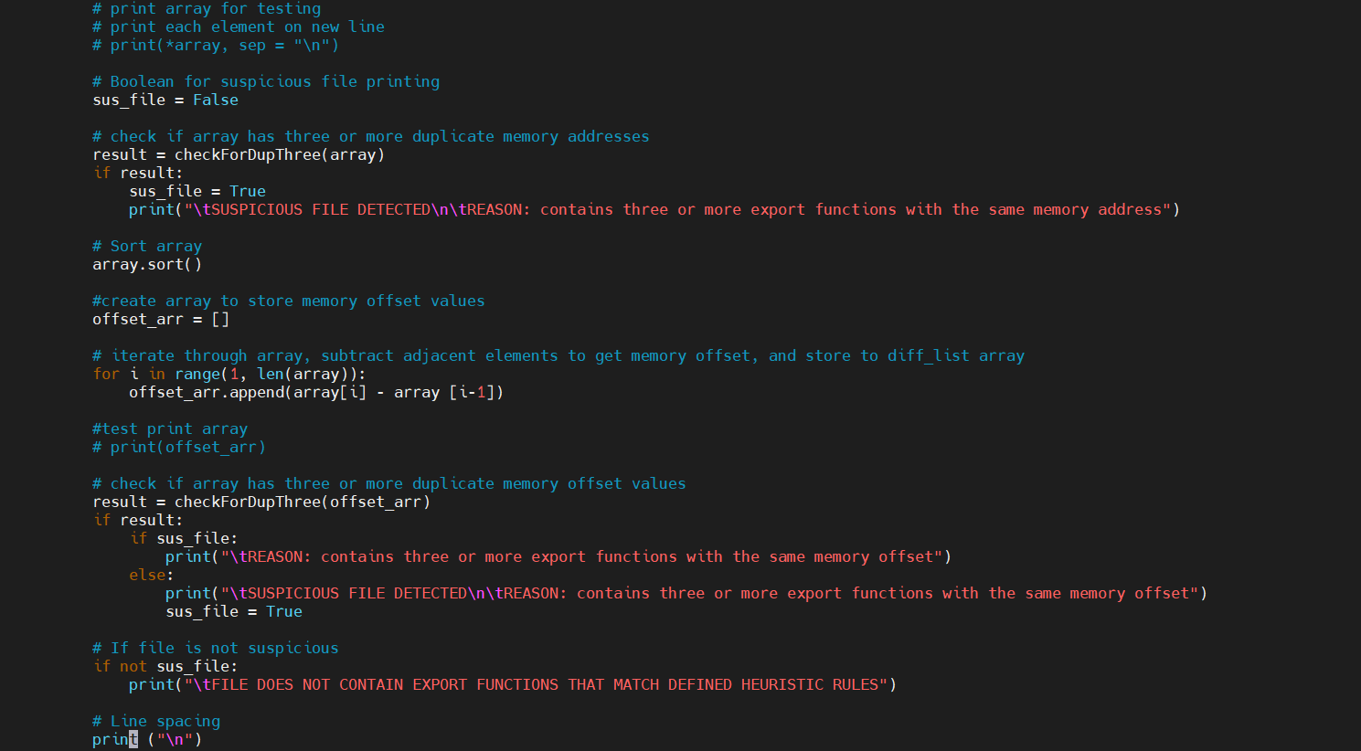 program should be able to scan a folder, and analyze the PE