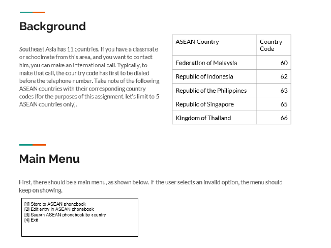 Create a Python program for an ASEAN Phonebook. Only use Python version