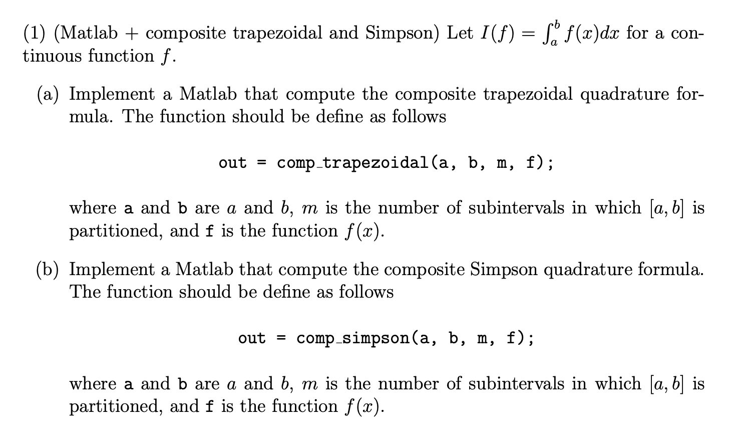  this is for numerical analysis class. please make sure the code