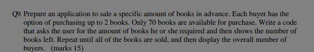  use python method 09. Prepare an application to sale a specific
