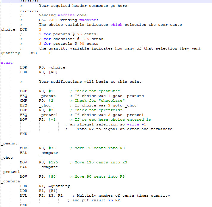 ARM Assembly - You are given some code in PA3-2.s that implements