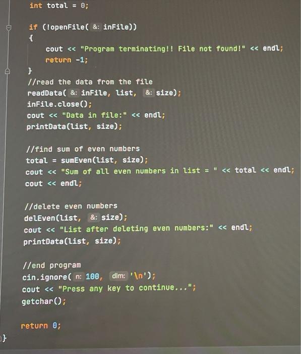 different data in file numbers.txt. Expected Output: Data in file: 10 9